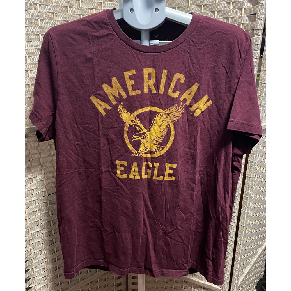 American Eagle Outfitters Mens XXL T-Shirt Maroon Burgundy Graphic Logo Tee